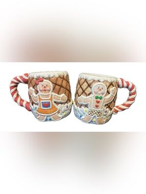 VTG House of Lloyd 2000 Gingerbread Christmas Ceramic Mug Set.